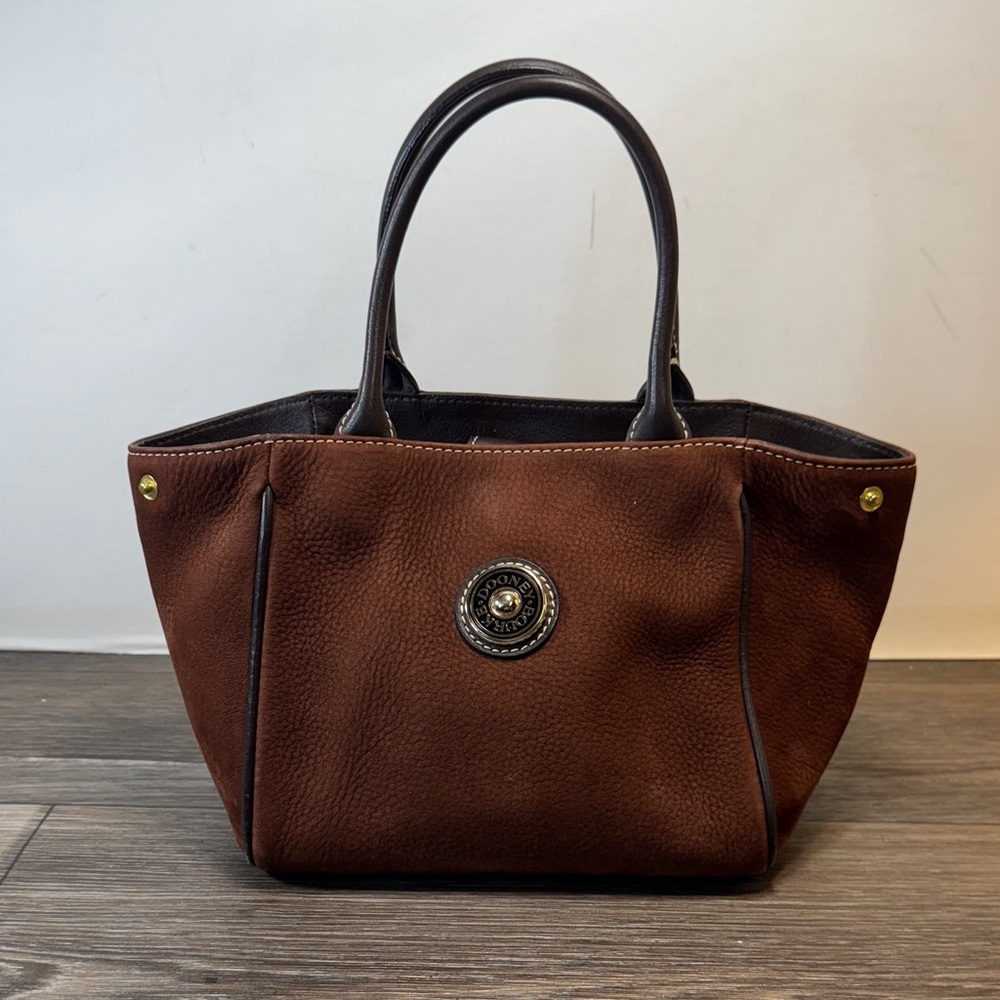 Dooney&Bourke Elegant Brown Leather Tote Bag - Picture 2 of 11